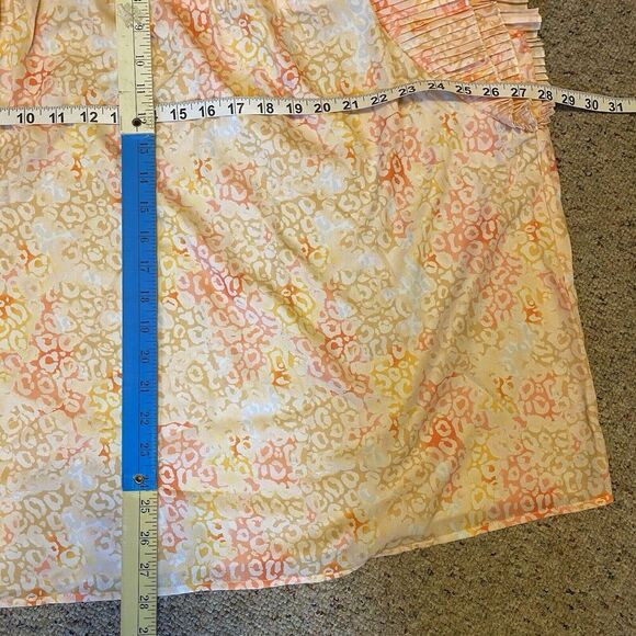Kate & Mallory Blouse Top Sz 3X Flutter Sleeves Sheer Lined Yellow Peach Passant - Picture 2 of 7